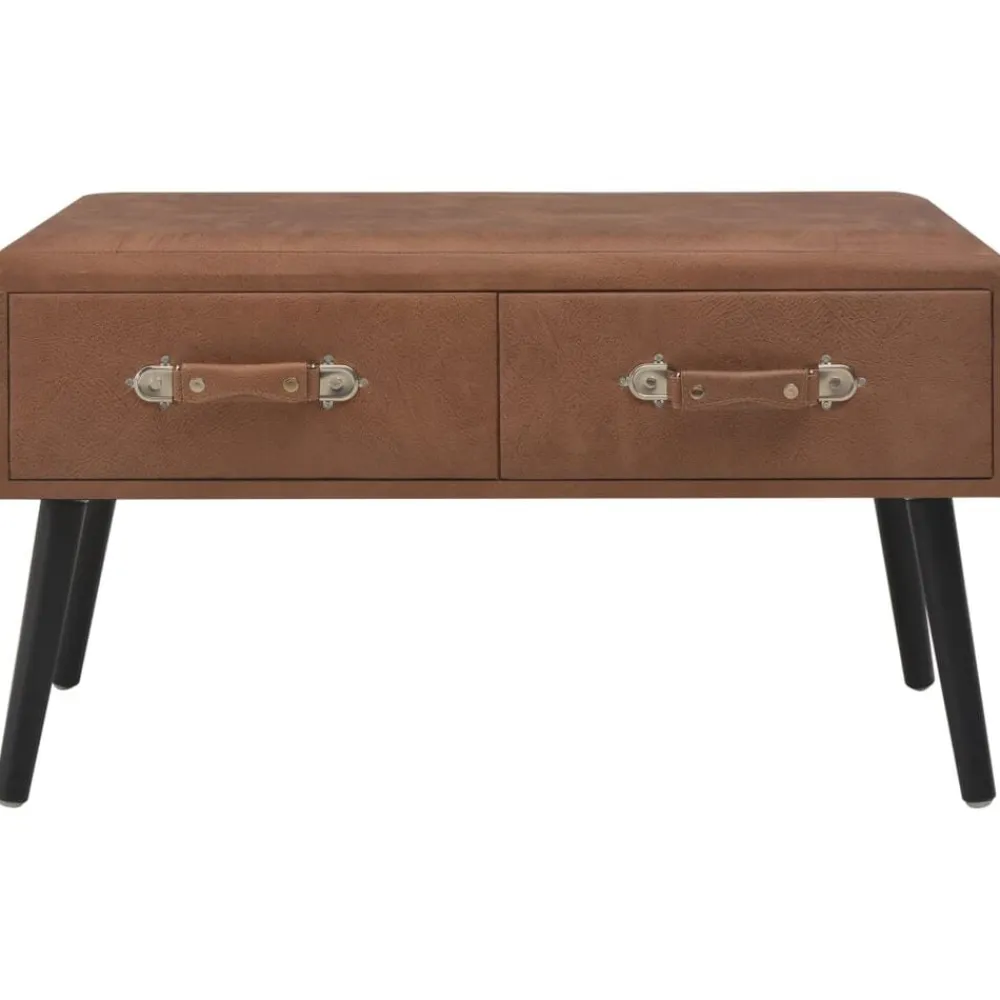 vidaXL Banco con cajones cuero sintético marrón oscuro 80 cm Marrón oscuro New