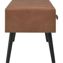 vidaXL Banco con cajones cuero sintético marrón oscuro 80 cm Marrón oscuro New