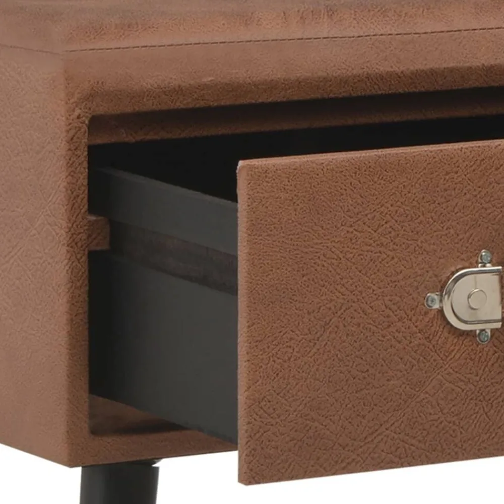 vidaXL Banco con cajones cuero sintético marrón oscuro 80 cm Marrón oscuro New