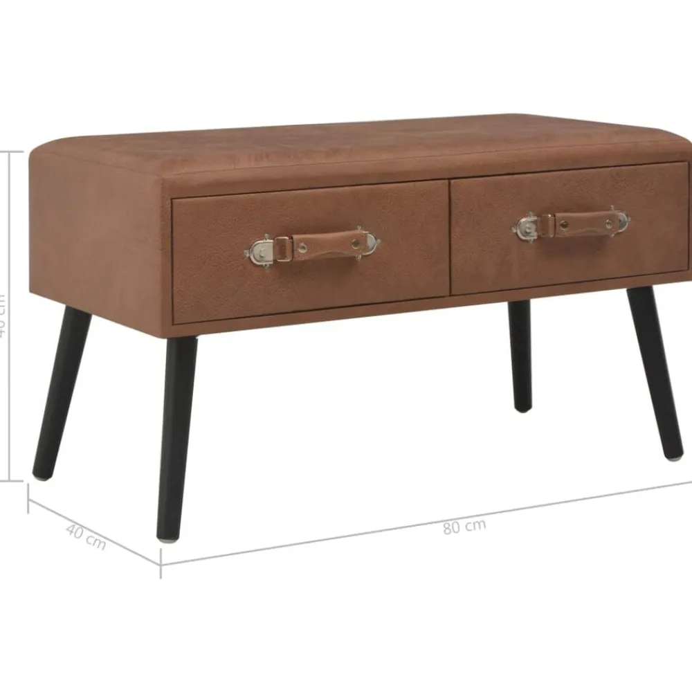 vidaXL Banco con cajones cuero sintético marrón oscuro 80 cm Marrón oscuro New