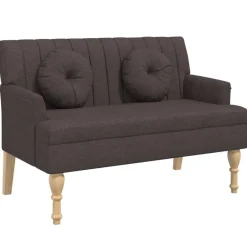 vidaXL Banco con cojines tela marrón oscuro 113x64,5x75,5 cm Marrón oscuro Hot