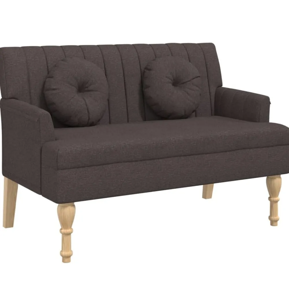vidaXL Banco con cojines tela marrón oscuro 113x64,5x75,5 cm Marrón oscuro Hot