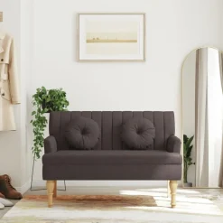 vidaXL Banco con cojines tela marrón oscuro 113x64,5x75,5 cm Marr&oacute;n oscuro Hot