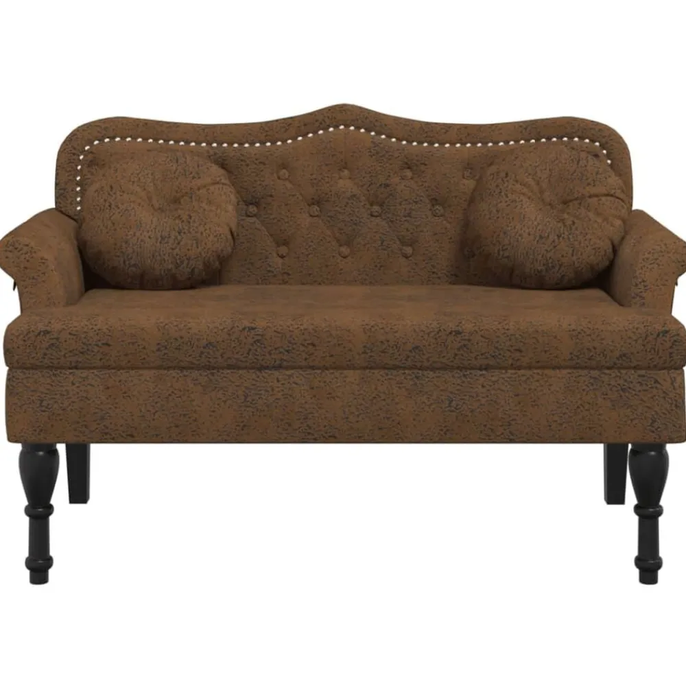 vidaXL Banco con cojines marrón 120,5x65x75 cm piel sintética Marrón Outlet
