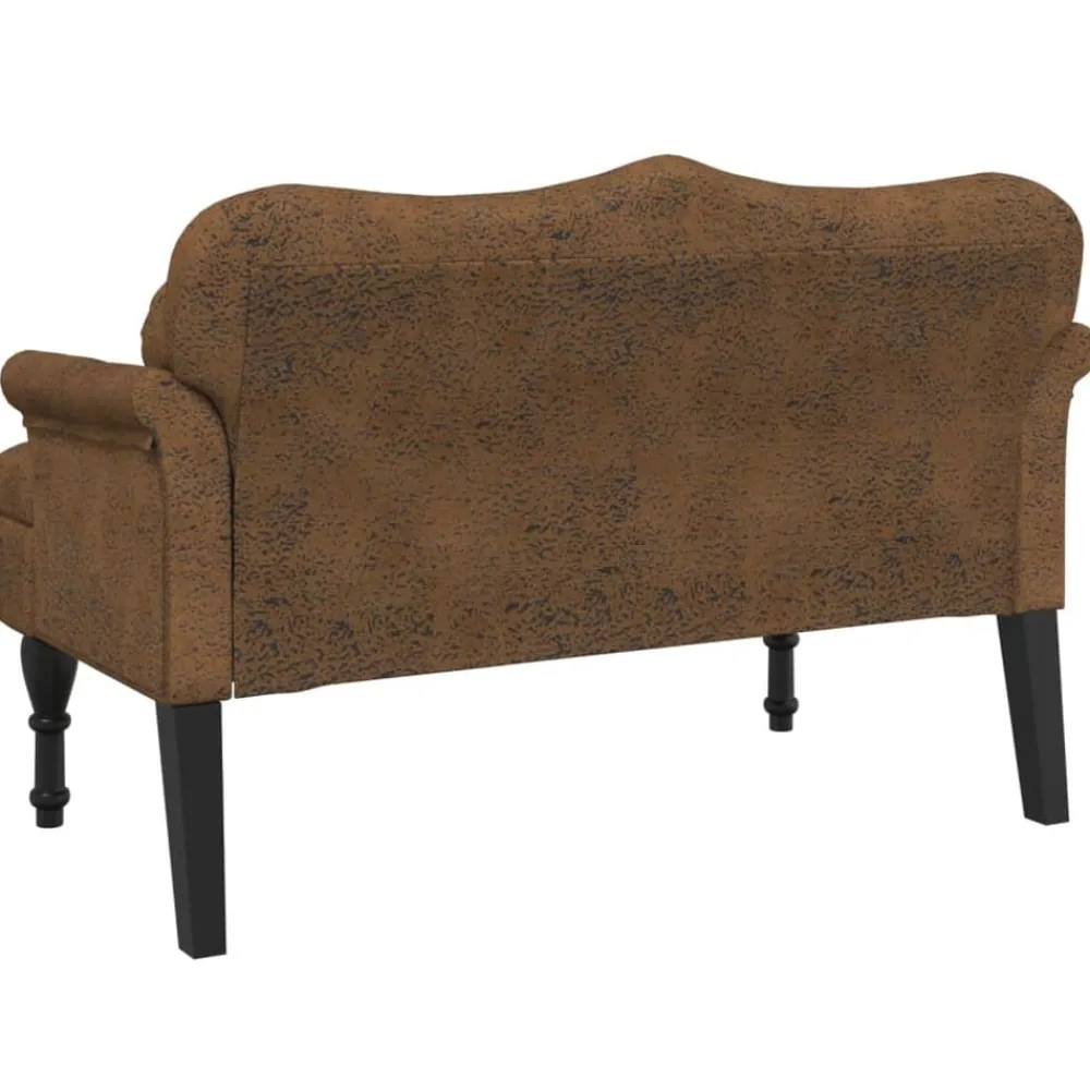 vidaXL Banco con cojines marrón 120,5x65x75 cm piel sintética Marrón Outlet