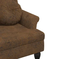 vidaXL Banco con cojines marrón 120,5x65x75 cm piel sintética Marrón Outlet