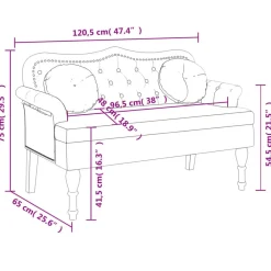 vidaXL Banco con cojines marrón 120,5x65x75 cm piel sintética Marrón Outlet