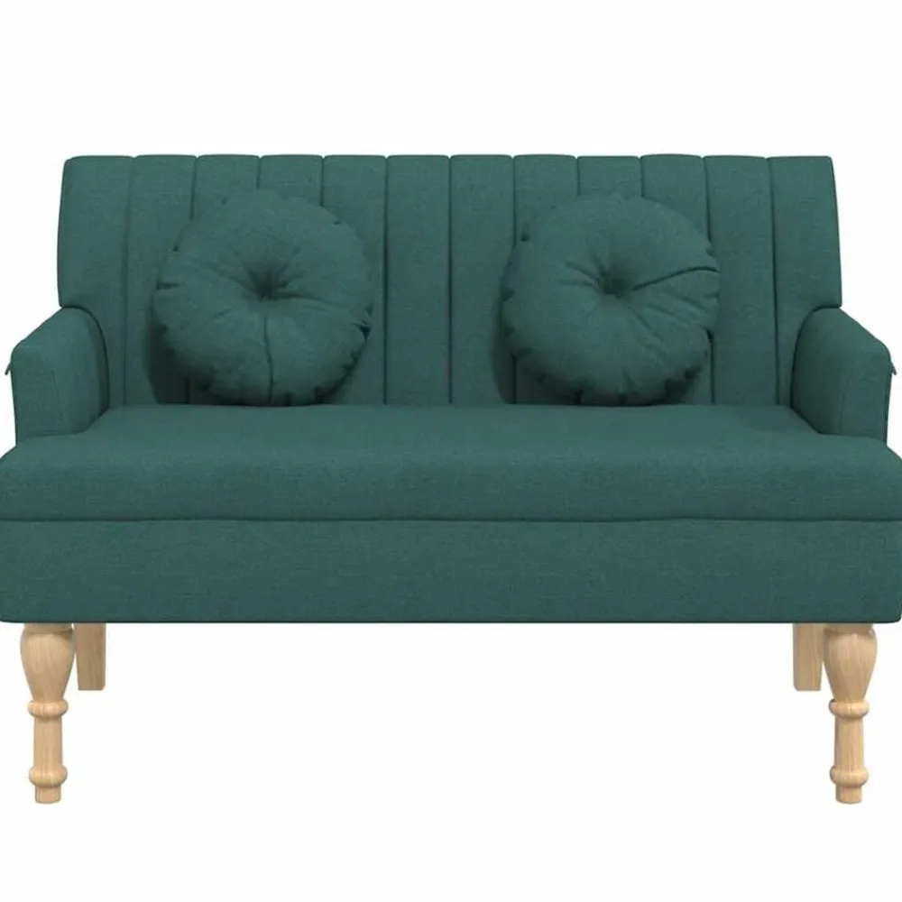 vidaXL Banco con cojines tela 113x64,5x75,5 cm Verde oscuro Clearance
