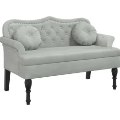 vidaXL Banco con cojines 120,5x65x75 cm terciopelo Gris claro Sale