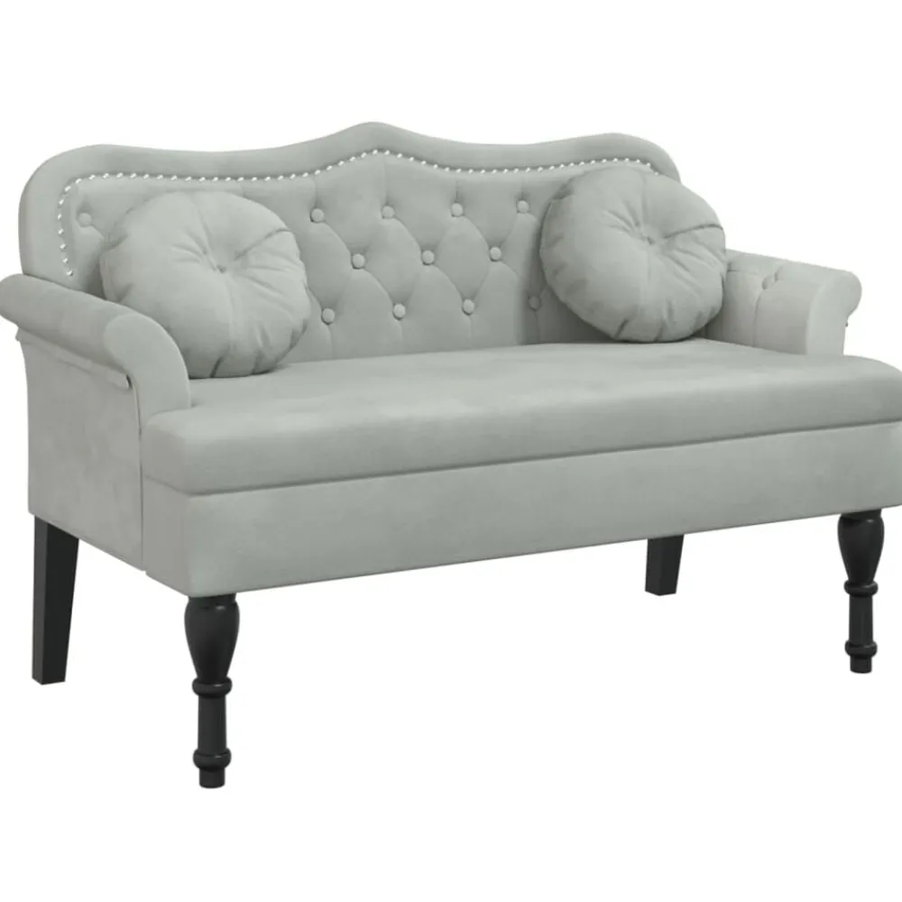vidaXL Banco con cojines 120,5x65x75 cm terciopelo Gris claro Sale