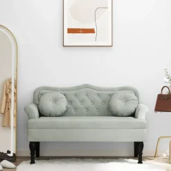 vidaXL Banco con cojines 120,5x65x75 cm terciopelo Gris claro Sale
