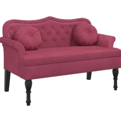 vidaXL Bancos-Banco con cojines terciopelo rojo tinto 120,5x65x75 cm