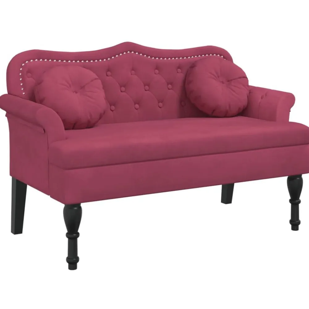 vidaXL Bancos-Banco con cojines terciopelo rojo tinto 120,5x65x75 cm