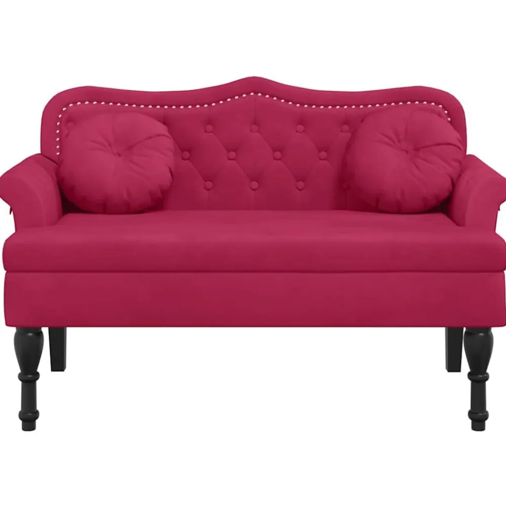 vidaXL Bancos-Banco con cojines terciopelo rojo tinto 120,5x65x75 cm