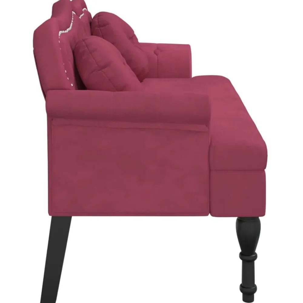 vidaXL Bancos-Banco con cojines terciopelo rojo tinto 120,5x65x75 cm