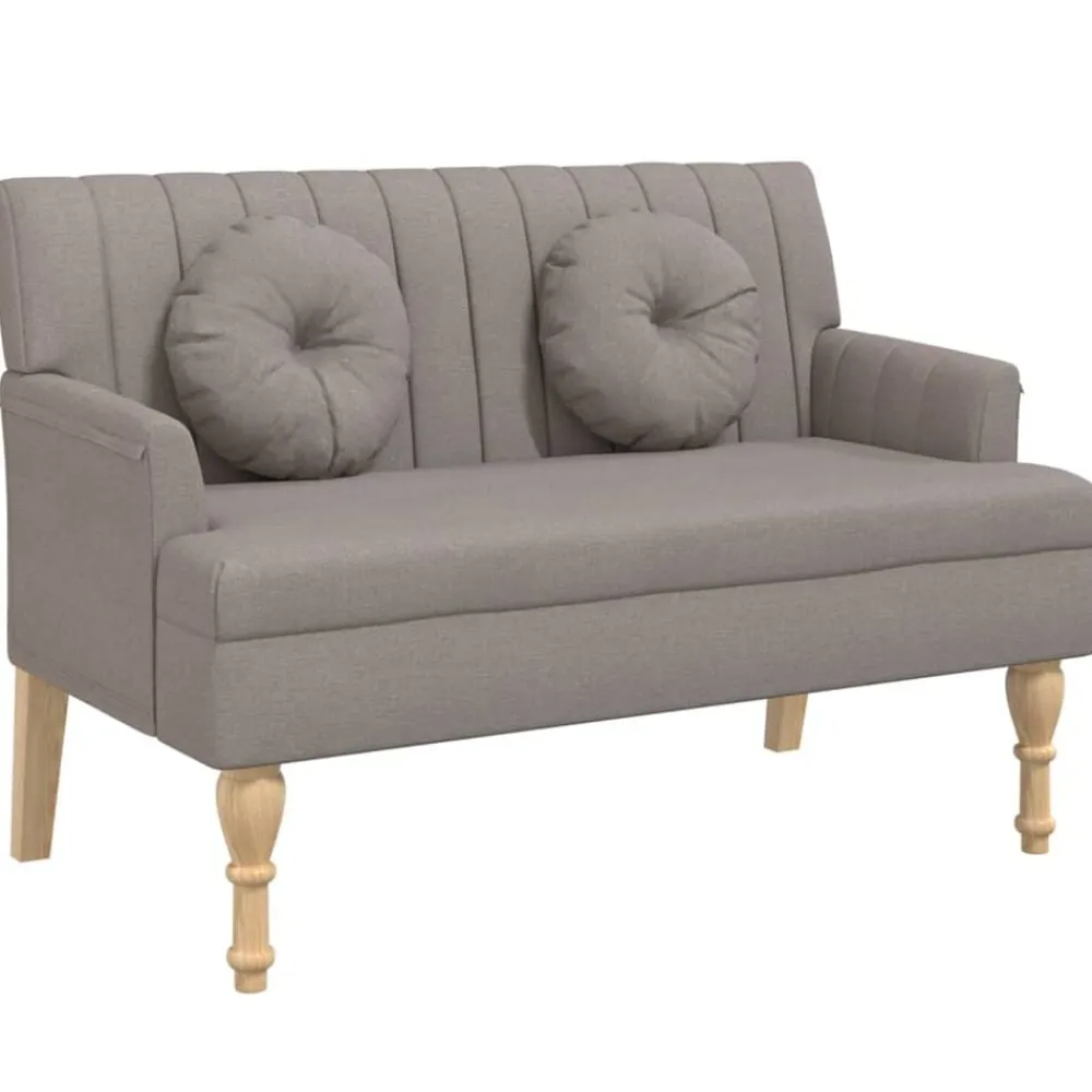 vidaXL Bancos-Banco con cojines tela gris taupe 113x64,5x75,5 cm