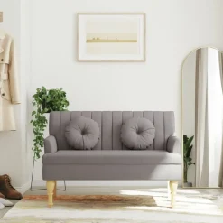 vidaXL Bancos-Banco con cojines tela gris taupe 113x64,5x75,5 cm