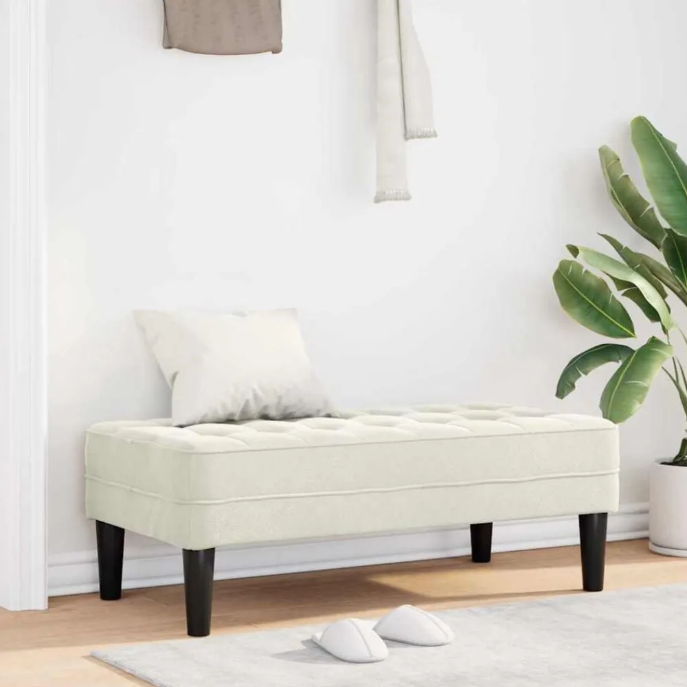 vidaXL Banco con cojín 113 x 57 x 39 cm Terciopelo Crema Online