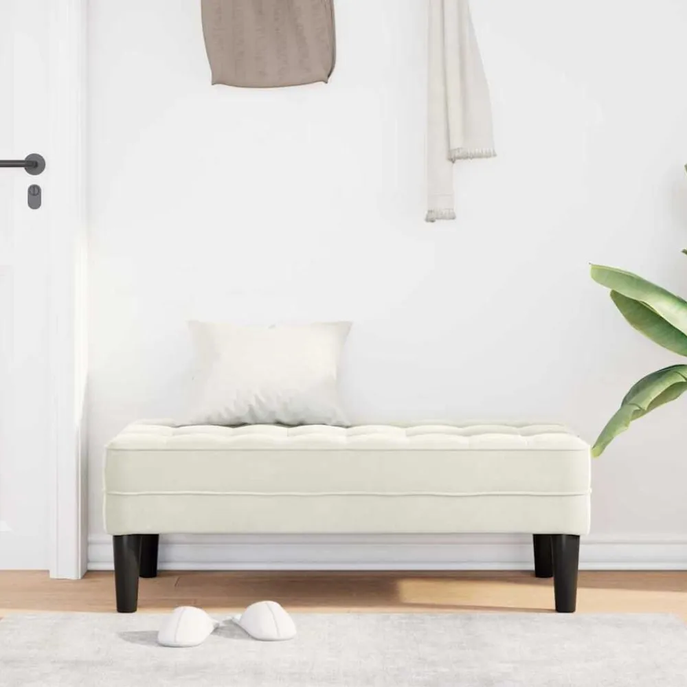 vidaXL Banco con cojín 113 x 57 x 39 cm Terciopelo Crema Online