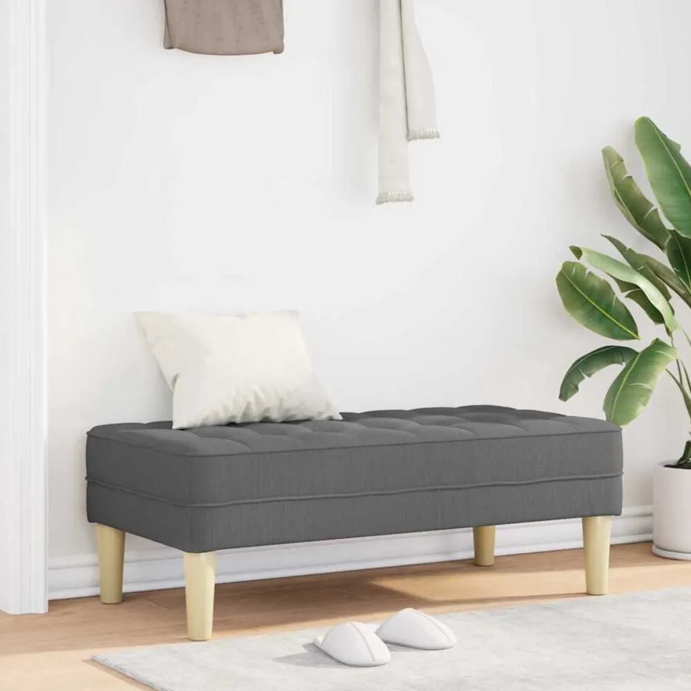 vidaXL Banco con cojín 113 x 57 x 39 cm tela Gris oscuro Best