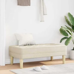 vidaXL Banco con cojín 113 x 57 x 39 cm tela Lino Best