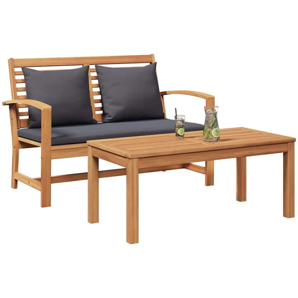 vidaXL Banco con cojín Marrón y gris oscuro 110 x 66 x 76 cm Natural y gris oscuro New