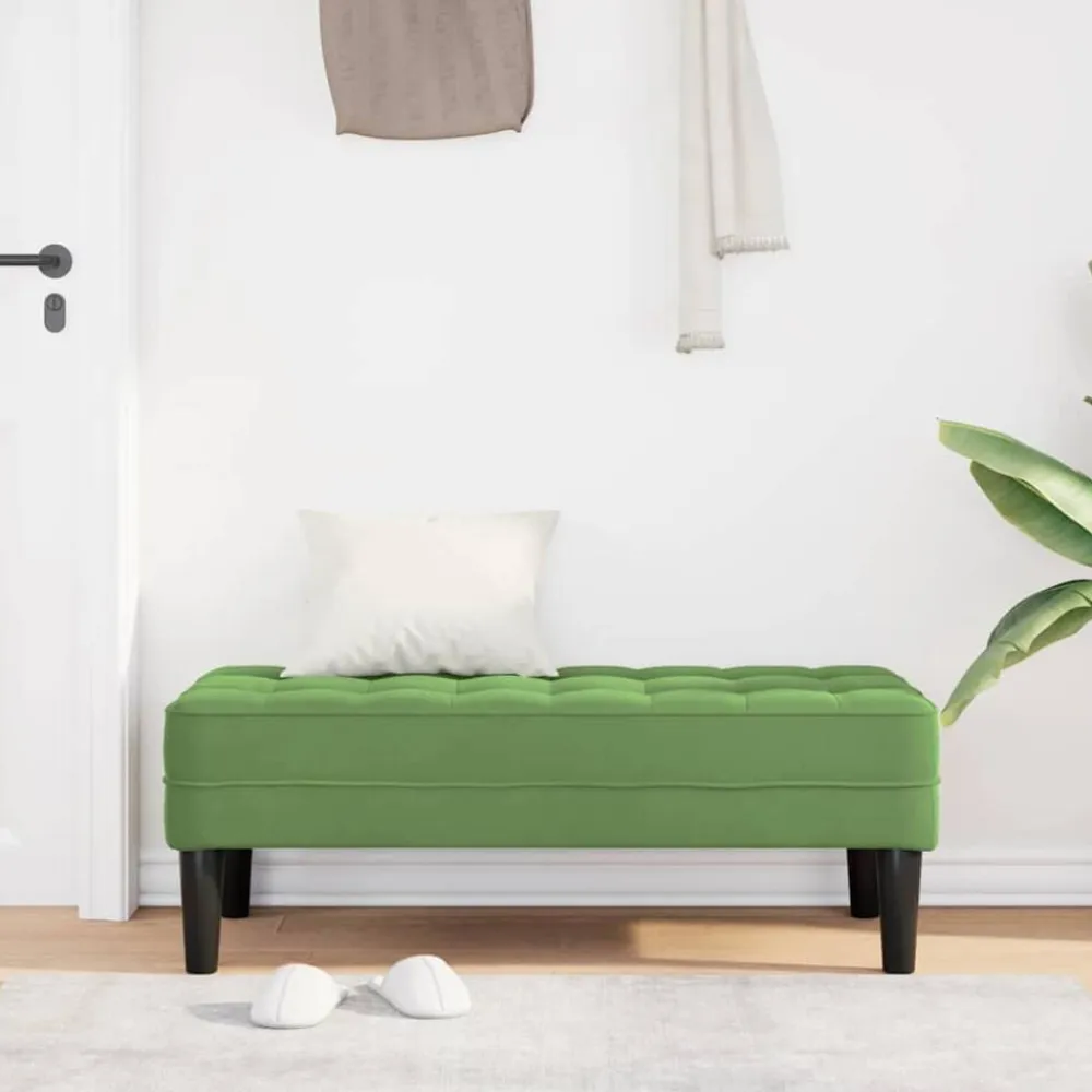 vidaXL Banco con cojín 113 x 57 x 39 cm Terciopelo Verde claro