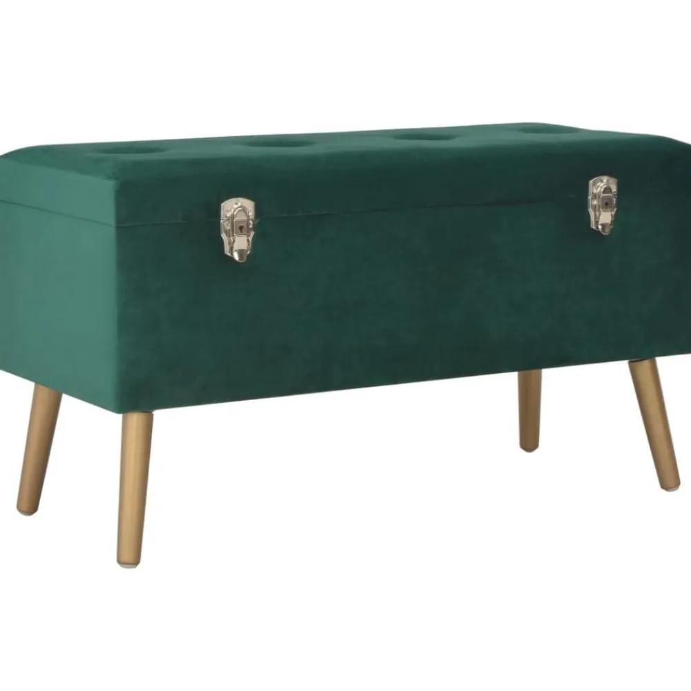 vidaXL Banco con compartimento de terciopelo 80 cm Verde Hot