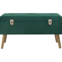 vidaXL Banco con compartimento de terciopelo 80 cm Verde Hot
