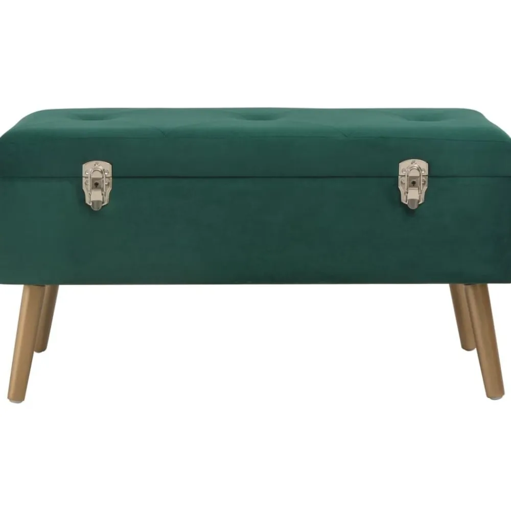 vidaXL Banco con compartimento de terciopelo 80 cm Verde Hot