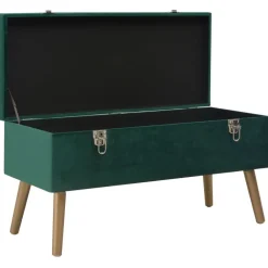 vidaXL Banco con compartimento de terciopelo 80 cm Verde Hot
