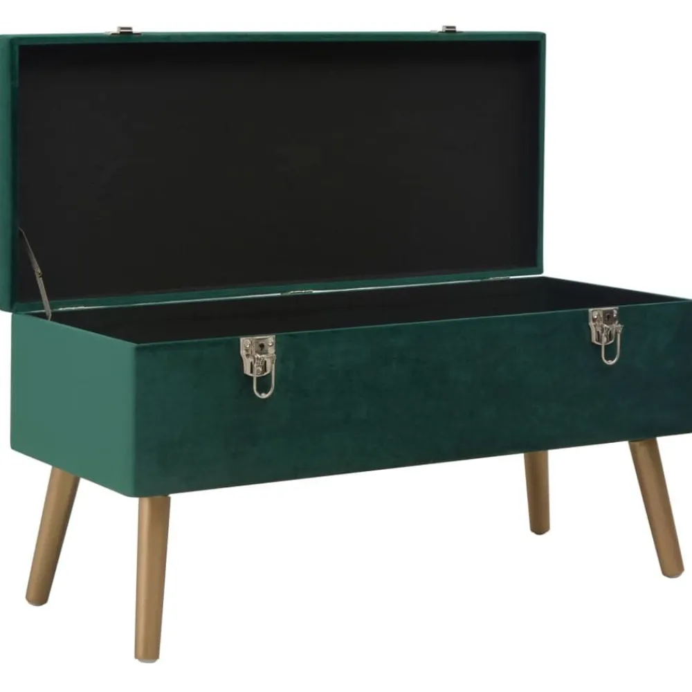vidaXL Banco con compartimento de terciopelo 80 cm Verde Hot