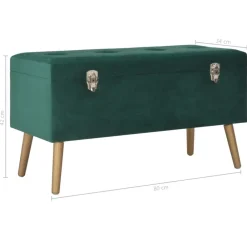 vidaXL Banco con compartimento de terciopelo 80 cm Verde Hot
