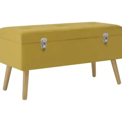 vidaXL Banco con compartimento de terciopelo 80 cm Amarillo mostaza New