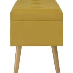 vidaXL Banco con compartimento de terciopelo 80 cm Amarillo mostaza New