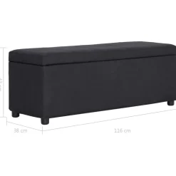 vidaXL Banco con espacio de almacenaje 116 cm poliéster Negro Sale