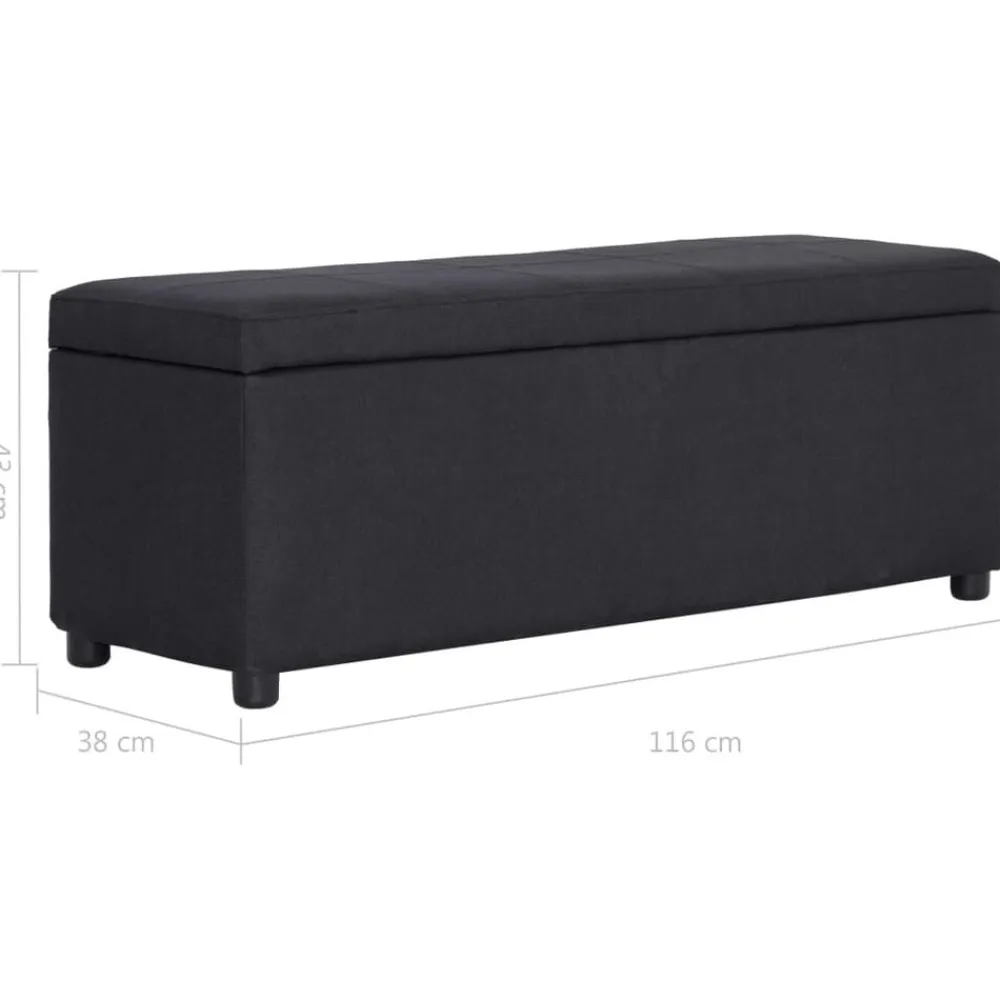 vidaXL Banco con espacio de almacenaje 116 cm poliéster Negro Sale