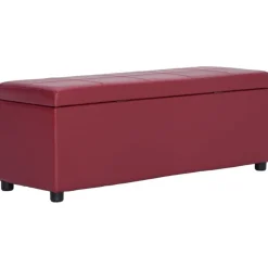 vidaXL Bancos-Banco con espacio de almacenaje 116 cm piel sintética rojo vino