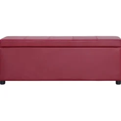 vidaXL Bancos-Banco con espacio de almacenaje 116 cm piel sintética rojo vino