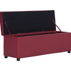 vidaXL Bancos-Banco con espacio de almacenaje 116 cm piel sintética rojo vino