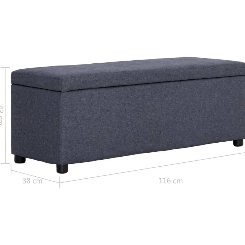 vidaXL Banco con espacio de almacenaje 116 cm poliéster Gris oscuro Outlet