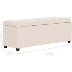vidaXL Bancos-Banco con espacio de almacenaje 116 cm poliéster color