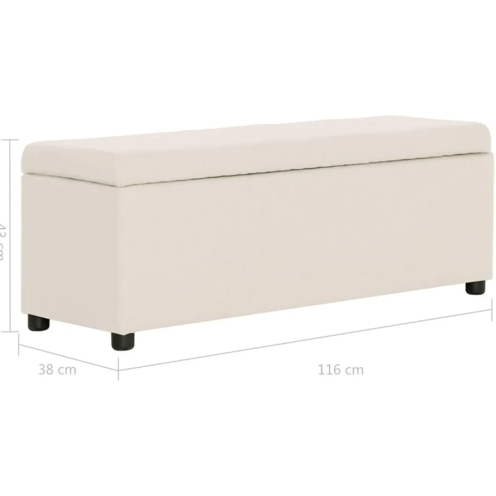 vidaXL Bancos-Banco con espacio de almacenaje 116 cm poliéster color