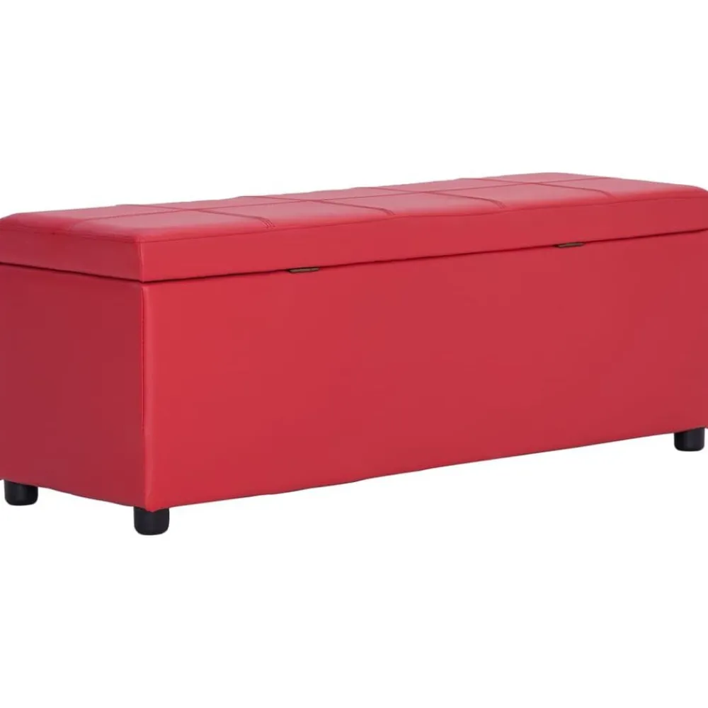 vidaXL Banco con espacio de almacenaje 116 cm cuero sintético Rojo Best