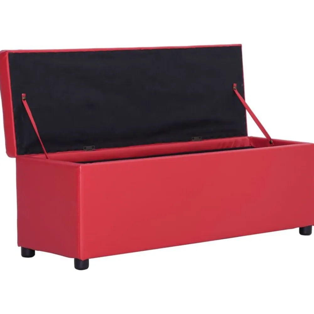 vidaXL Banco con espacio de almacenaje 116 cm cuero sintético Rojo Best