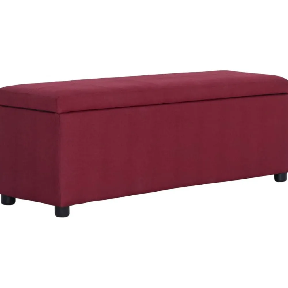 vidaXL Bancos-Banco con espacio de almacenaje 116 cm poliéster rojo vino