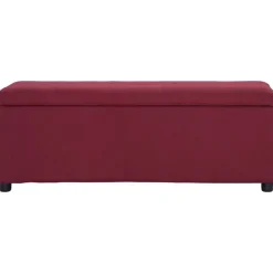 vidaXL Bancos-Banco con espacio de almacenaje 116 cm poliéster rojo vino