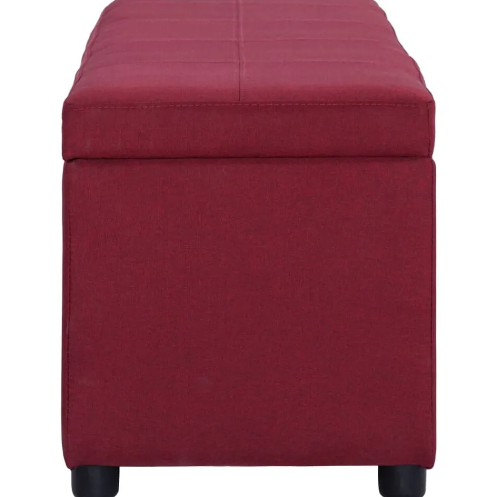 vidaXL Bancos-Banco con espacio de almacenaje 116 cm poliéster rojo vino