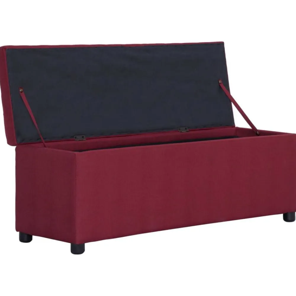 vidaXL Bancos-Banco con espacio de almacenaje 116 cm poliéster rojo vino