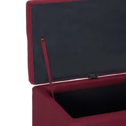 vidaXL Bancos-Banco con espacio de almacenaje 116 cm poliéster rojo vino
